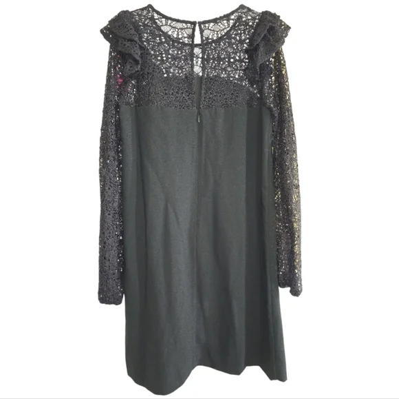 NWT Lilly Pulitzer Karolina Dress in Onyx Black 00 LBD Ruffle Lace Long Sleeves - Picture 7 of 11